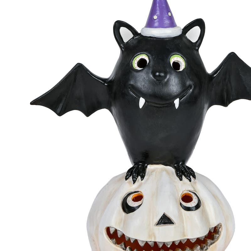 National Tree Company 22 in. Pre-Lit Bat Standing on Pumpkins