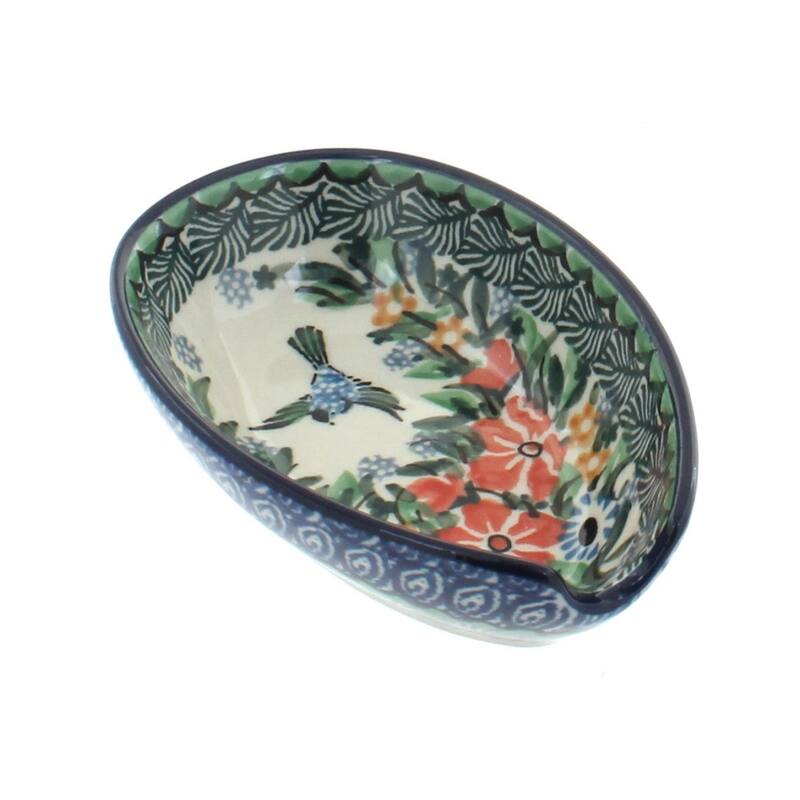 Blue Rose Polish Pottery 381 Ceramika Artystyczna Small Spoon Rest