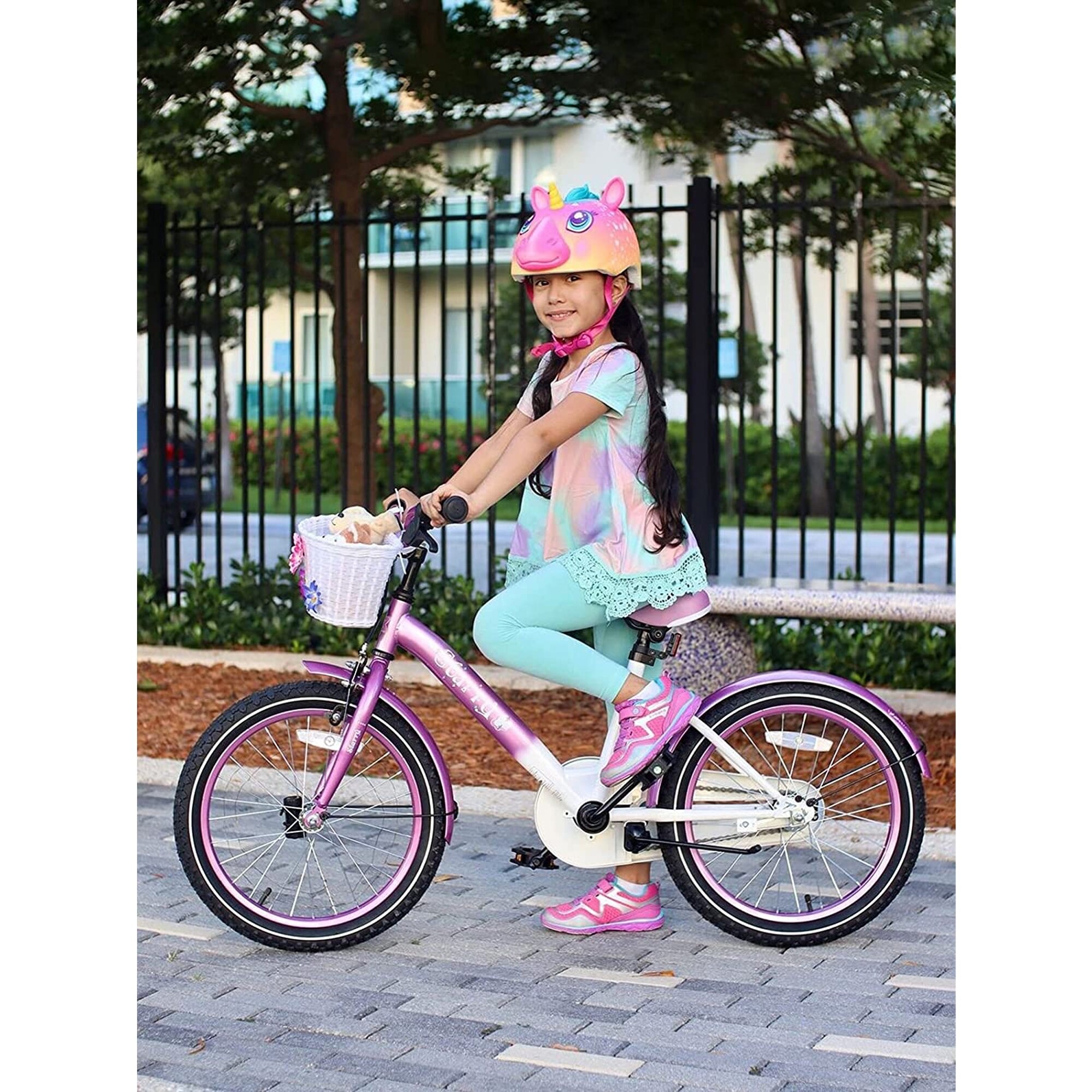 Children Bicycle JOYSTAR Starry Kids Bike with Hand Brake and Basket for 3-9 Years Girls 14 16 18 Inch Youth Bike with Training Wheels and Fenders