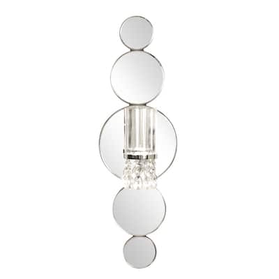 HomeRoots Silver and Clear Modern Bling Mirrored Wall Sconce - 10" W x 6" D x 31" H