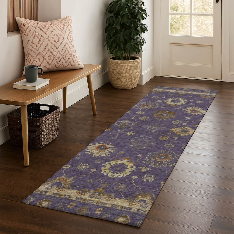 Premium Washable Super Soft Classic Traditional Mayfield Rug - Eggplant - 2'3" x 7'6"