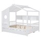 preview thumbnail 13 of 34, Playhouse Design Full Size House Wooden Bed With Trundle, Modern Design for Kids with Storage Shlef-White