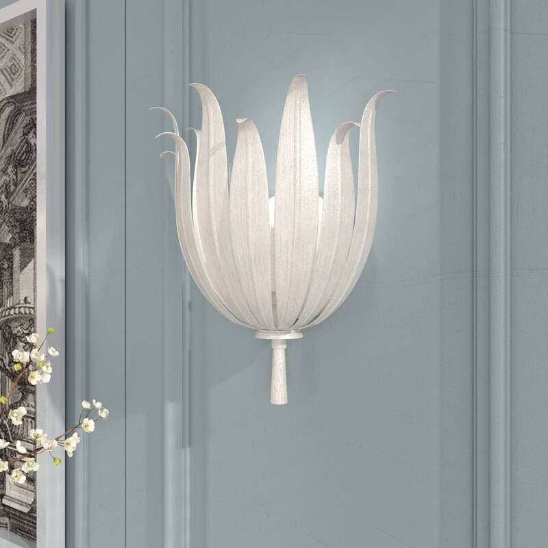 Acroma 2-set Steel Dimmable Steel Wall Sconce with Floral Design - Matte white