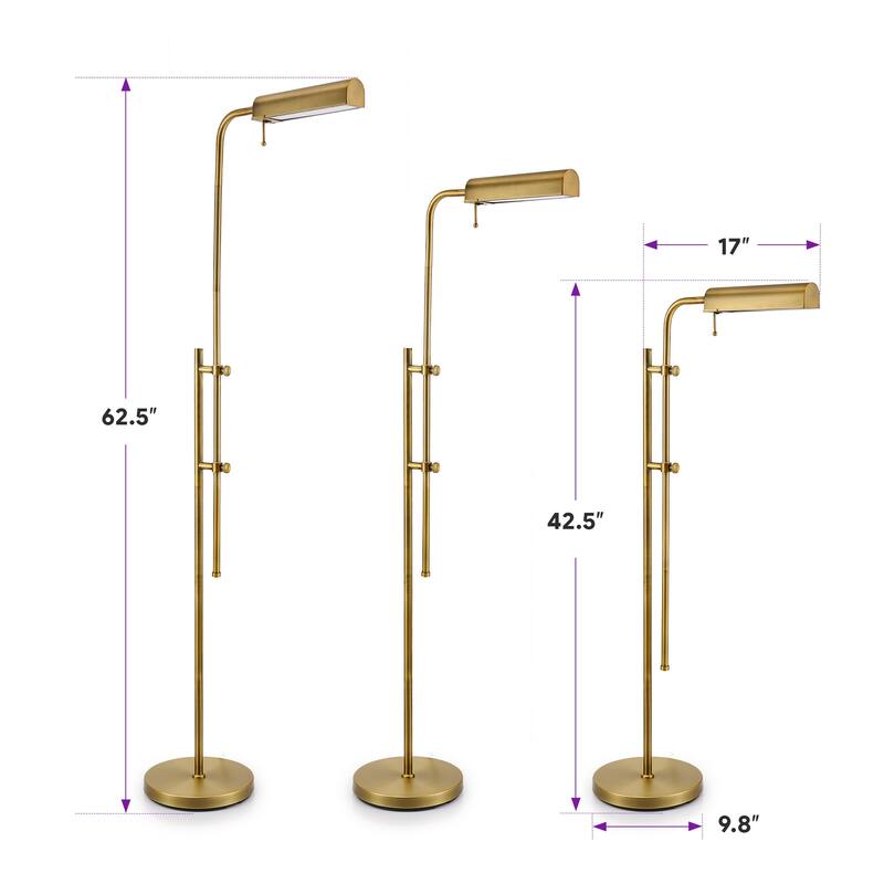 62.5 in. Industrial 1-Light 3CCT LED Pharmacy Floor Lamp for Living Room with Metal Shade