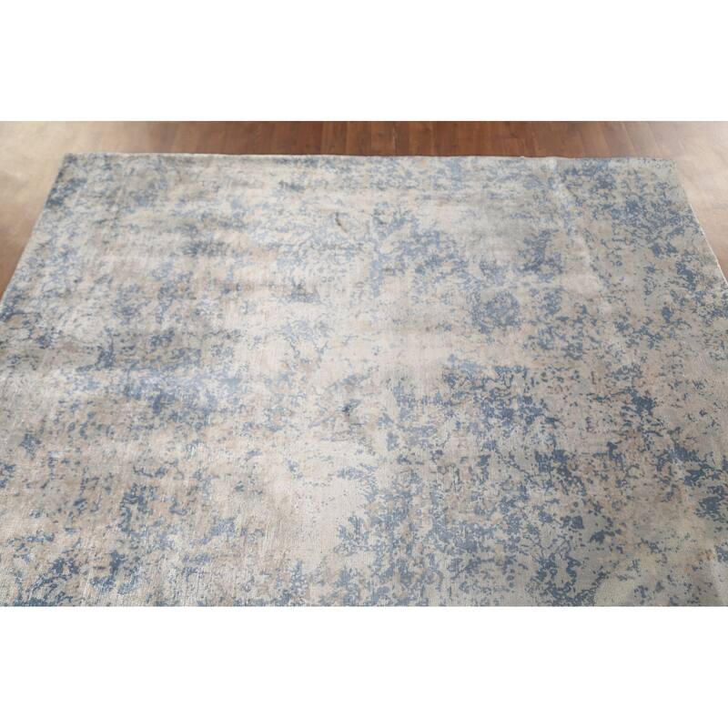 All-Over Abstract Indian Area Rug Hand-Knotted Wool Carpet - 6'6" x 9'10"