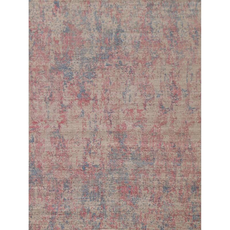 Abstract Modern Oriental Area Rug Handmade Wool Carpet - 7'9"x 9'8"
