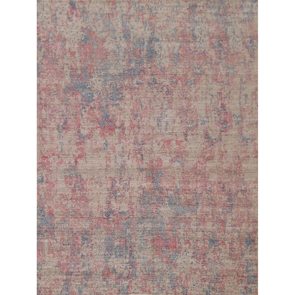 Abstract Modern Oriental Area Rug Handmade Wool Carpet - 7'9"x 9'8"
