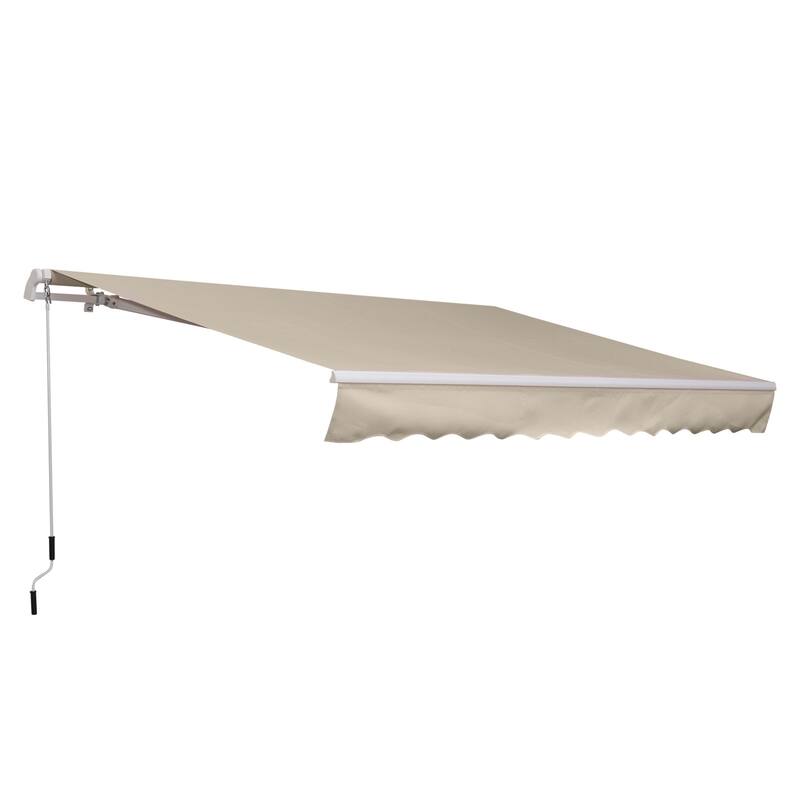 Outsunny 12' x 8' Retractable Awning Patio Awnings Sun Shade Shelter with Manual Crank Handle, 280g/m² UV
