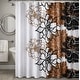 preview thumbnail 2 of 2, 72" x 72" - Brown Floral Fabric Textured Glam luxury Shower Curtain With 12 Metal Roller Ball Hooks