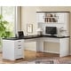 preview thumbnail 17 of 156, Farmhouse Executive L Shaped Desk Home Office Desk with Drawers and Storage Cabinet & Power Outlet  68.9" - White