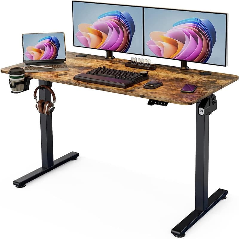 Standing Desk - Stand up Desk with Splice Board - 24"D x 48"W x 28"H - Rustic Brown