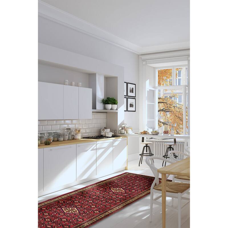 ECARPETGALLERY Hand-knotted Andelz Red Wool Rug - 2'5 x 9'7