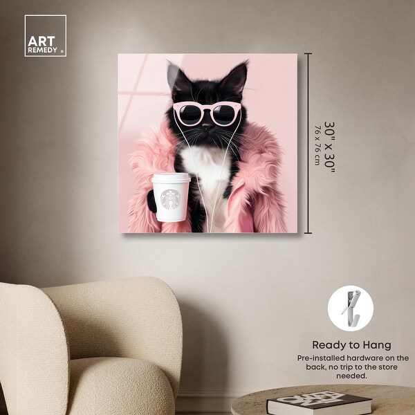 Resting Cat Face Cute Cat Acrylic Glass Wall Art by Art Remedy