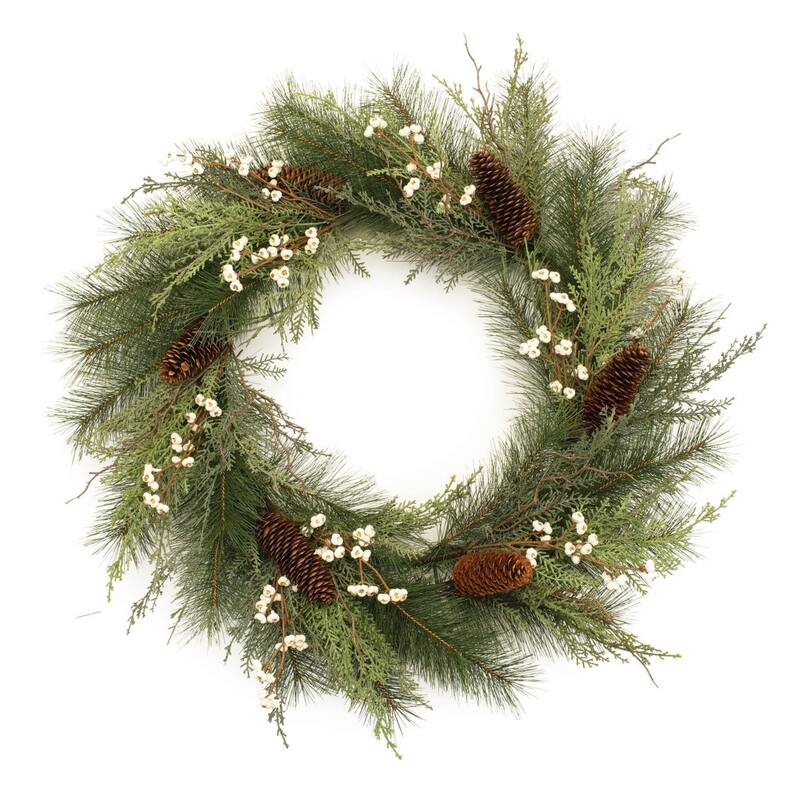 HomeRoots 29" Green And Brown Christmas Pine Artificial Wreath
