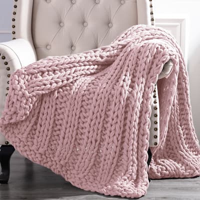 Modern Threads Luxury Chunky Knit Acrylic Bed Sofa Throw