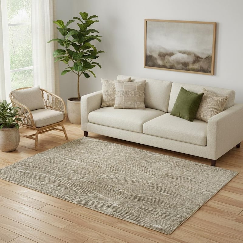 HomeRoots Abstract Bohemian Rectangle Area Rug - 5' X 8'