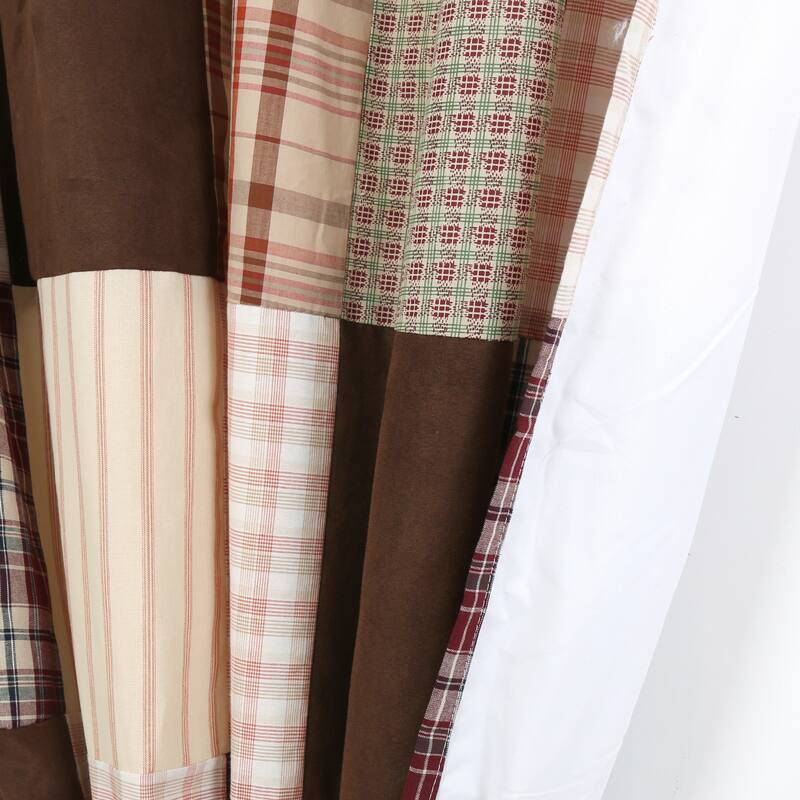 Brody Plaid Stripe Patchwork Window Curtain Panel/Drapes with Tie Backs