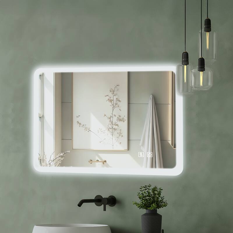 Yulika LED Bathroom Mirror 3 Colors LED Vanity Mirror with Anti-Fog and Stepless Dimmable - 20-28IN