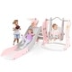 preview thumbnail 6 of 5, 4-in-1 Toddler Slide and Swing Set Indoor Playground Pink+White