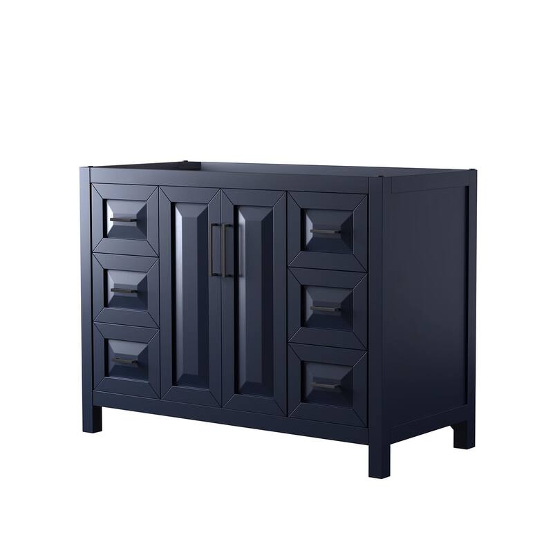 Wyndham Collection Daria 47" Single Free Standing Vanity Cabinet Only - Dark Blue / Matte Black Hardware