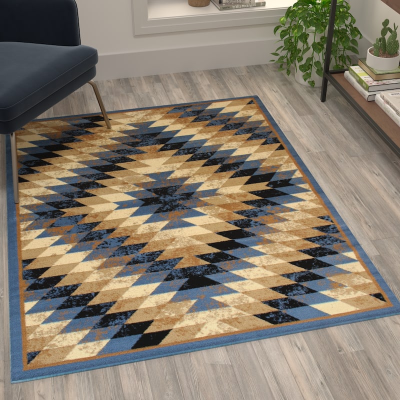 Southwestern Style Diamond Patterned Indoor Area Rug