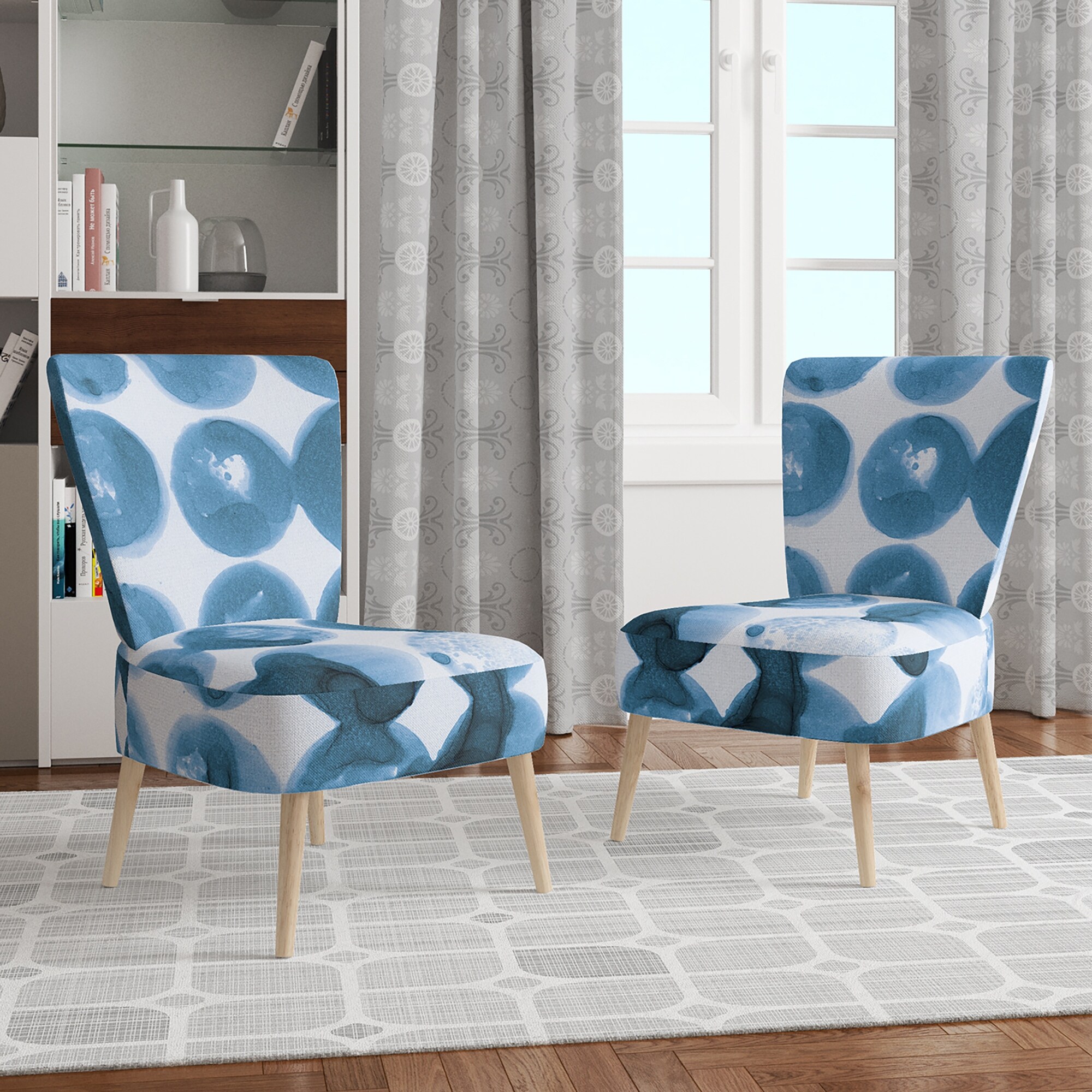 Designart "Indigo Watercolor Geometrical VII" Upholstered - Picture 15 of 15