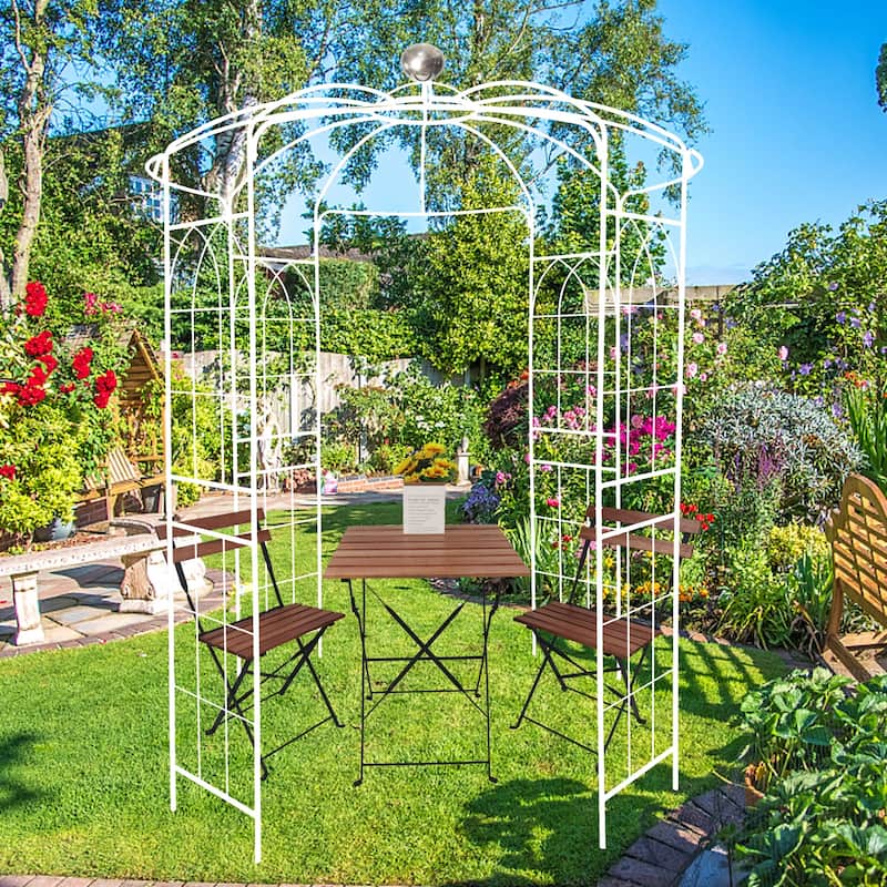 81.3'' x 114.2'' High Birdcage Shape Pergola Pavilion for Wedding Ceremony White