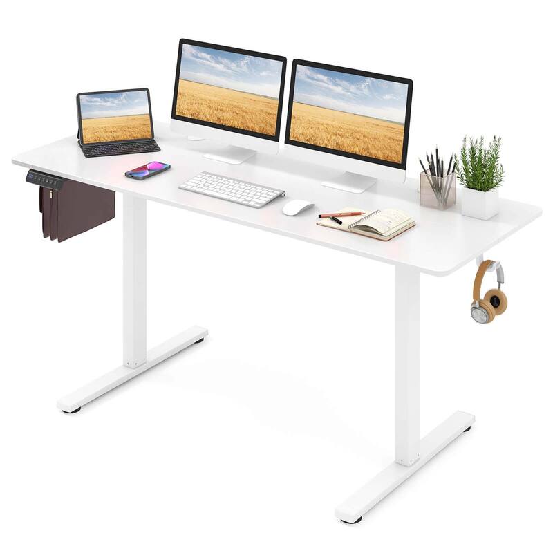 Costway 63 x 24 Inch Sit Stand Desk Height Adjustable Electric - See Details - White