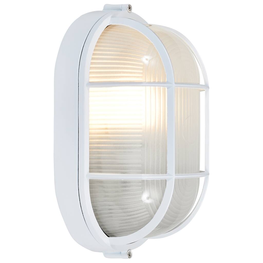 Access Lighting Nauticus Dual Mount - Outdoor Wall Sconce Bulkhead - White Finish - Frosted Glass Shade - Incandescent