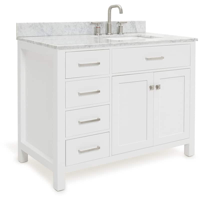 Ariel H043SRCW2RVO Bristol 42" Thick Carrara Marble Vanity Top