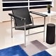 preview thumbnail 1 of 5, Mid Century Stainless Steel Leather Armchair with Rotatable Backrest Black