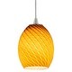 preview thumbnail 4 of 4, Access Lighting Brandy FireBird - E26 LED Cord Pendant - Brushed Steel Finish - Amber FireBird Glass Shade