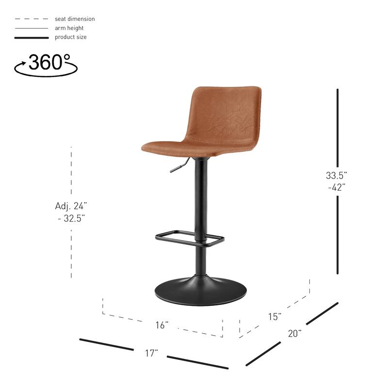 NPD Furniture Bruce Faux Leather Gaslift Bar Stool (Set of 2)