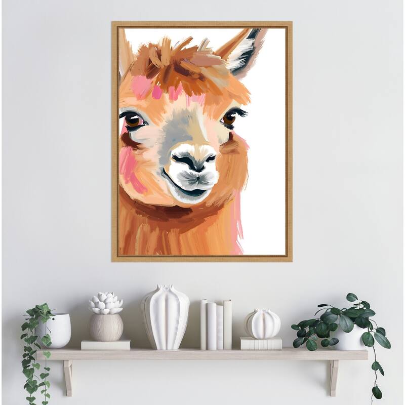 South American camelid by Ohkimiko Framed Canvas Wall Art
