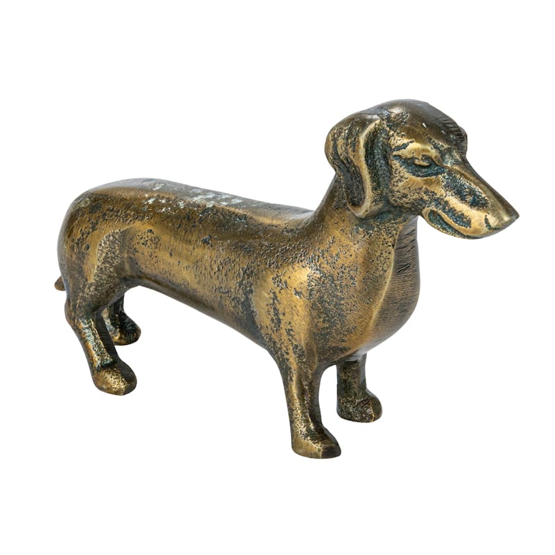 Antique Cast Aluminum Dachshund Accent Décor - 6.5"L x 1.5"W x 3.5"H