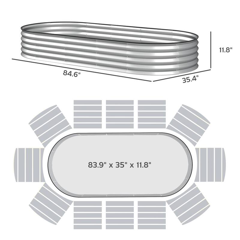 Set of 2 Galvanized Steel Raised Garden Beds Large Outdoor Planters for Vegetables Flowers - 84.6" W x 35.4" D x 11.8" H