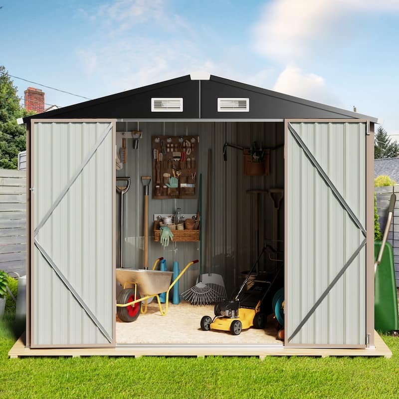 Outdoor Storage Shed with Lockable Doors and Air Vents for Garden
