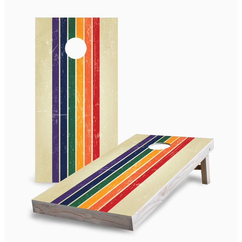 Retro Rainbow Corn Hole Board Set with Carry Case - 16 Years and Up