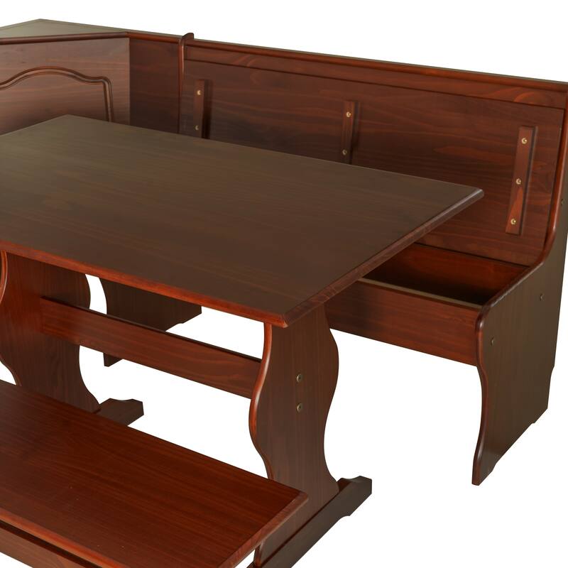 Linon Riki Walnut 3-piece Breakfast Nook Dining Set