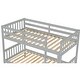 preview thumbnail 11 of 17, Twin Over Twin Rubber Wood Bunk Bed with Trundle, Convertible into 2 Twin Size Beds-Grey
