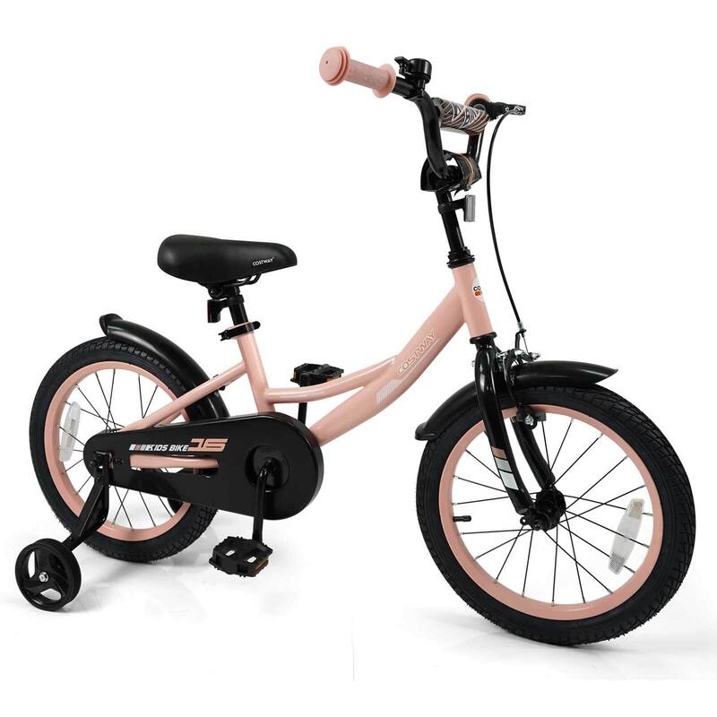 Costway 14" Kids Bike with Removable Training Wheels Adjustable Seat & - See Details - 16"-Pink