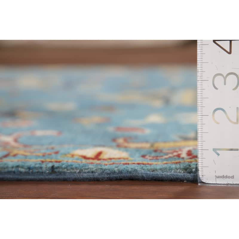 Light Blue Oushak Runner Rug Handmade Transitional Wool Carpet - 2'9" x 9'9"