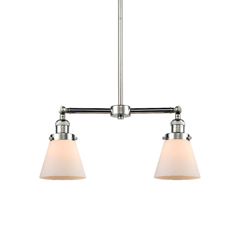 Innovations Lighting Small Cone 2 Light 21" Wide Linear Chandelier - Polished Nickel / Matte White Cased