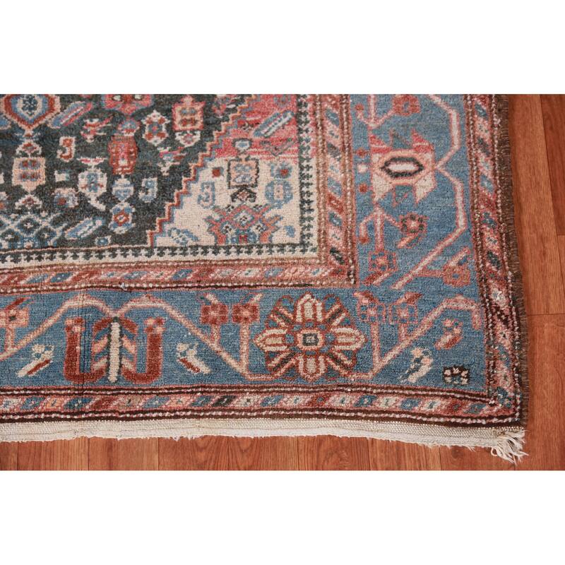 Hand Knotted Oriental 100% Wool Carpet Traditional Medallion Navy Blue & Blues Malayer Area Rug - 7' 0'' X 4' 0''
