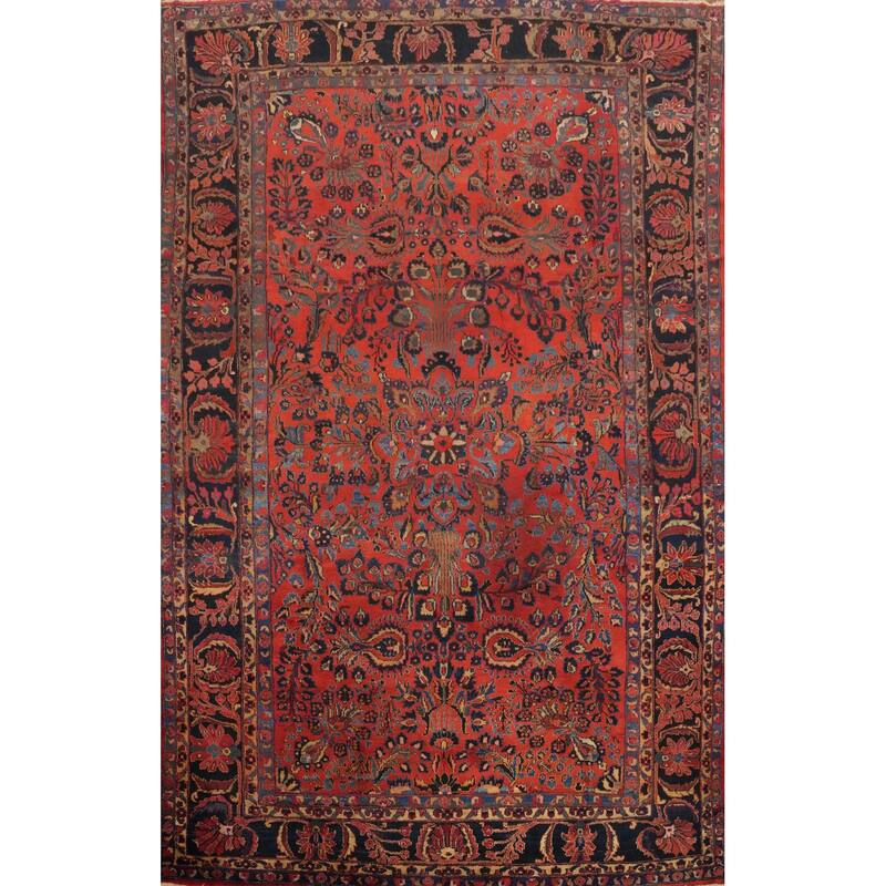 Hand Knotted Oriental 100% Wool Carpet Traditional Floral Oranges & Rust Lilian Area Rug - 11' 11'' X 9' 2''
