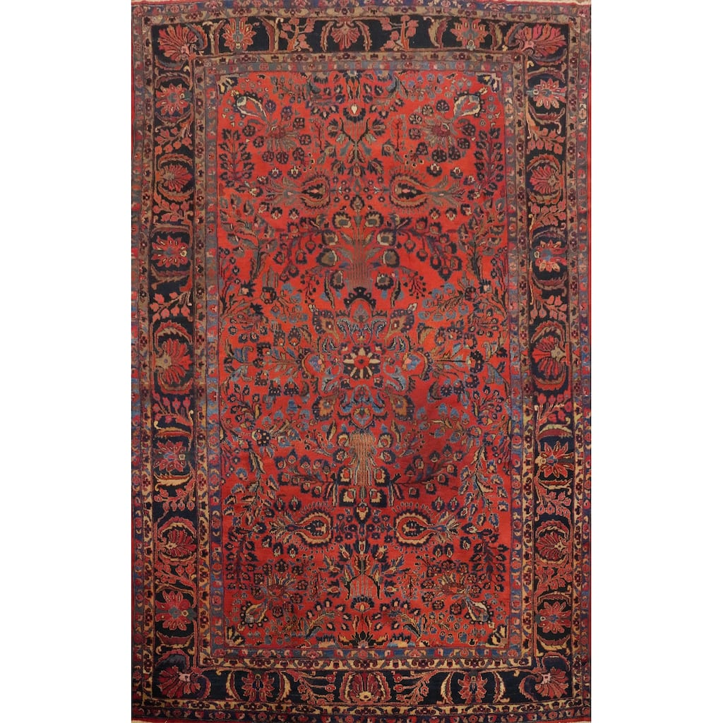Hand Knotted Oriental 100% Wool Carpet Traditional Floral Oranges & Rust Lilian Area Rug - 11' 11'' X 9' 2''