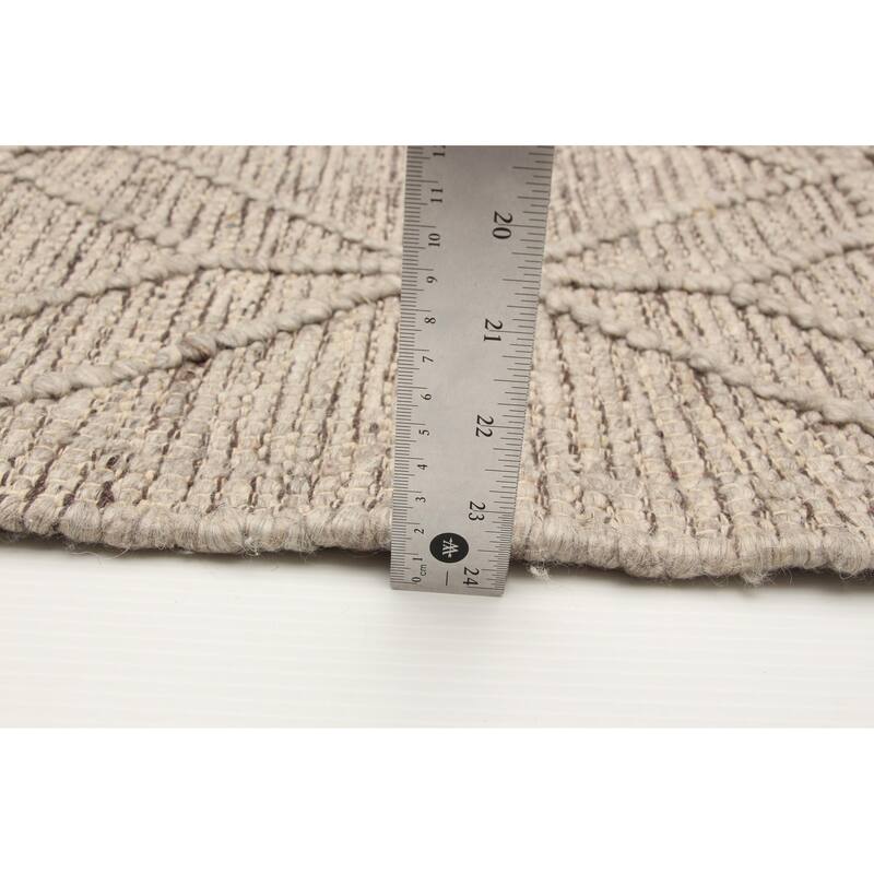 ECARPETGALLERY Braid weave Sienna Khaki Wool Rug - 5'0 x 7'9
