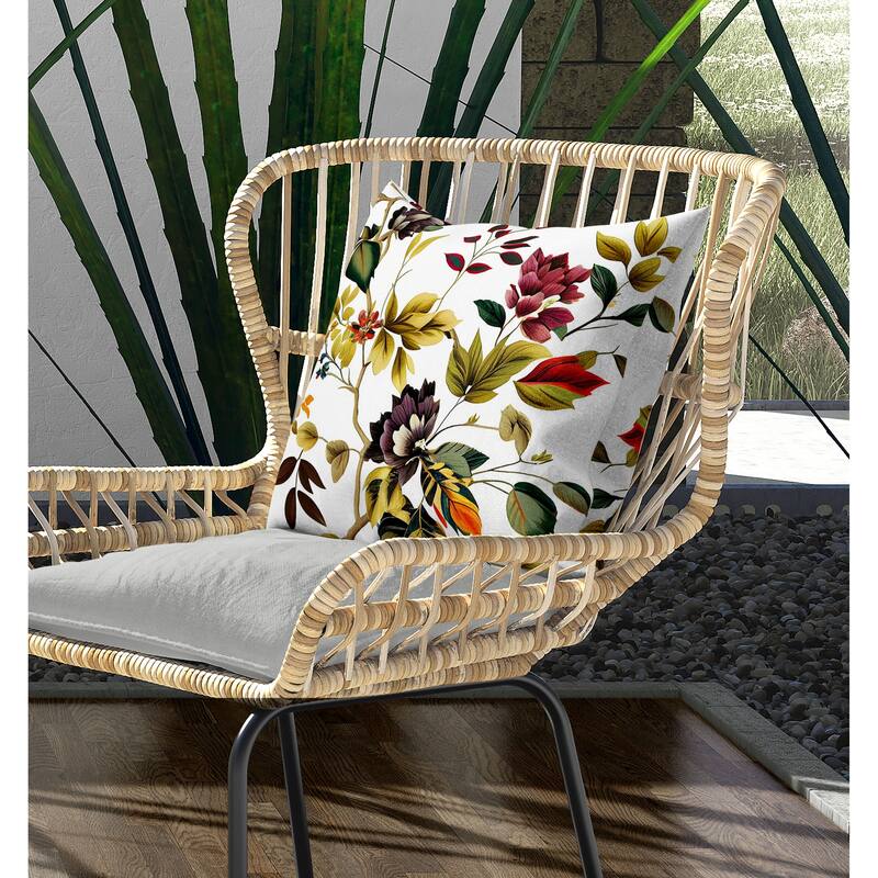 Majestic Gardens Indoor/Outdoor Reversible Throw Pillow White and Yellow