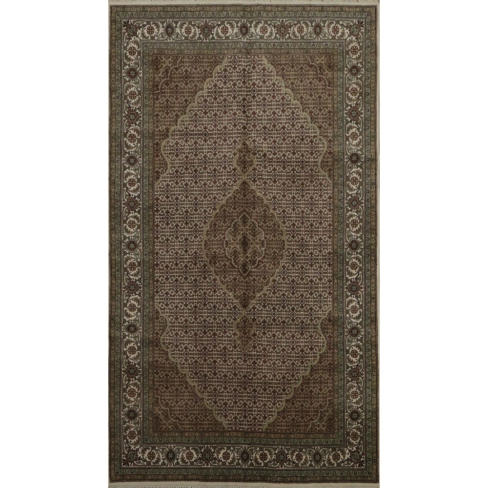 Hand Knotted Oriental 100% Wool Carpet Traditional Floral Beige & Ivories Bidjar Area Rug - 9' 5'' X 5' 9''