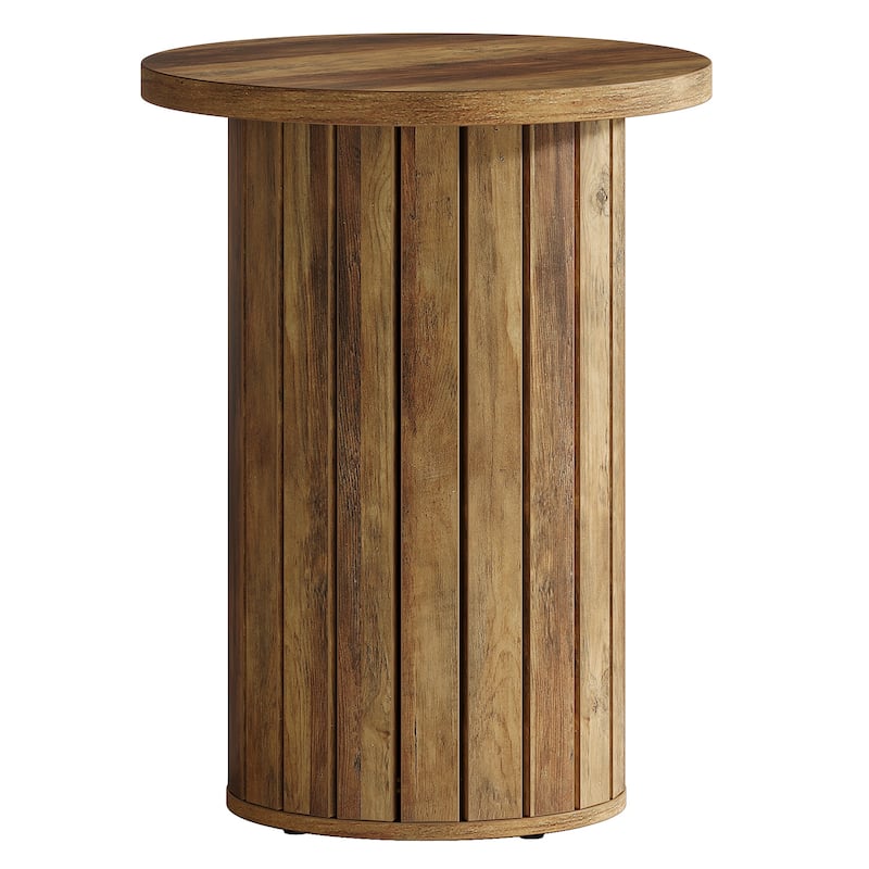 Small Round End Couch Side Table with Pedestal Base for Living Room